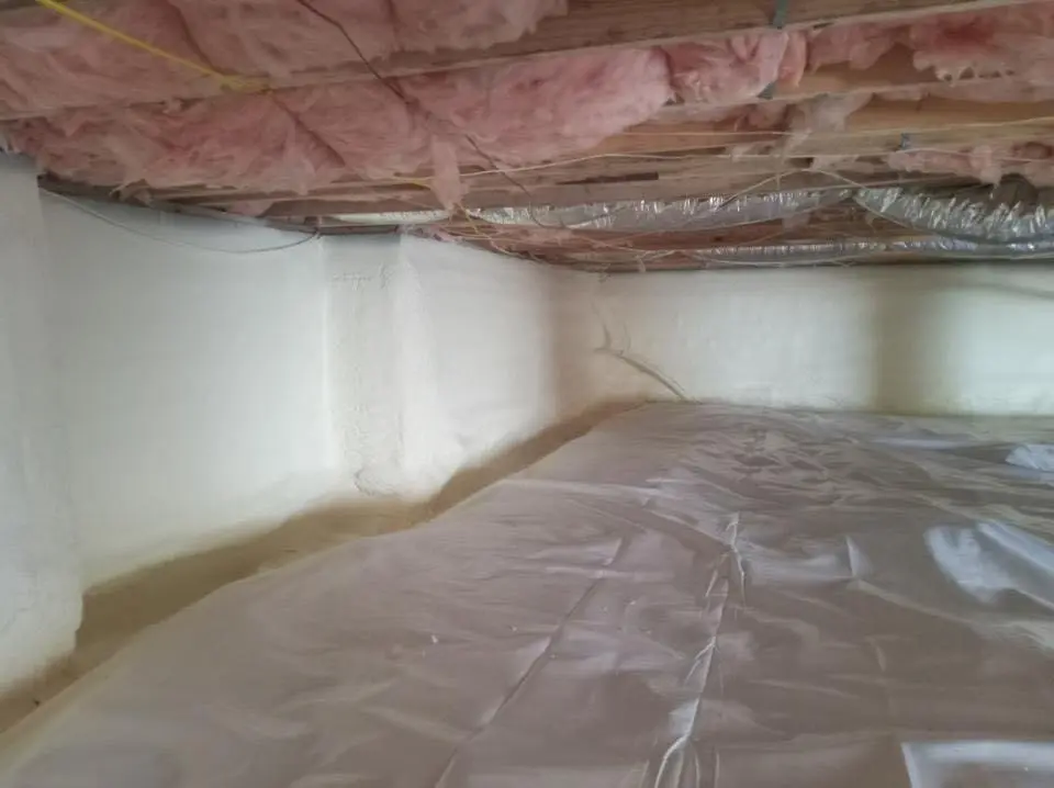 Crawl space encapsulation with closed-cell spray foam for Flat Roof Repair in Tarboro